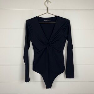 Abercrombie & Fitch Long- Sleeve Black Bodysuit with Ring Detail